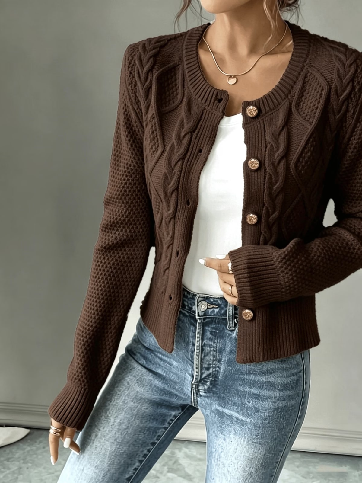 Lennox | Cropped Cable-Knit Cardigan