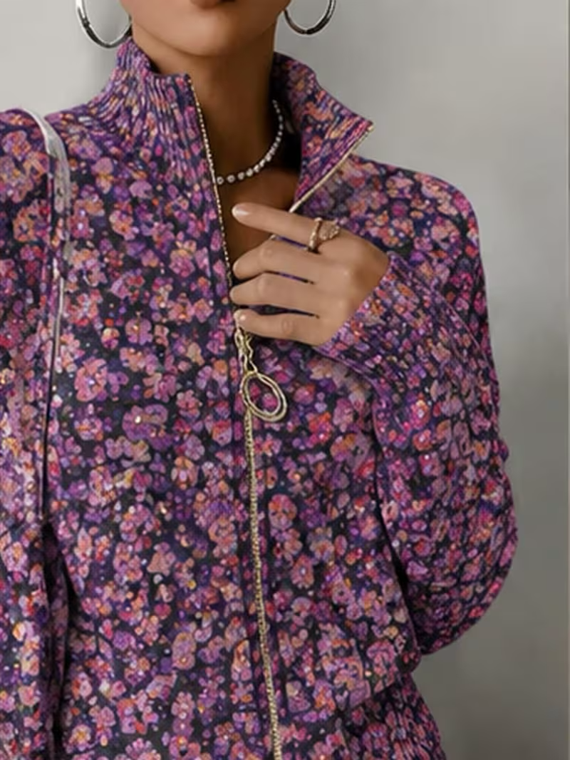 Ottilia™ | Violet Meadow Zip Cardigan — 1