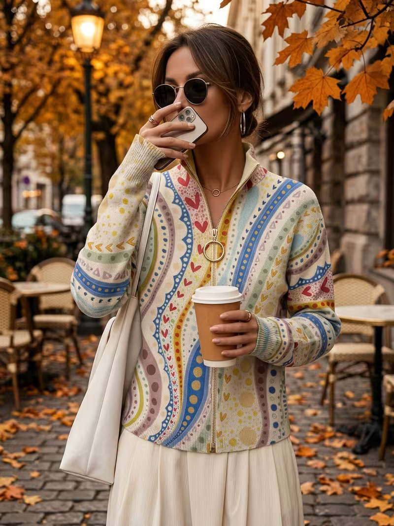 Ambrosine™ | Painted Paisley Zip Cardigan — 5