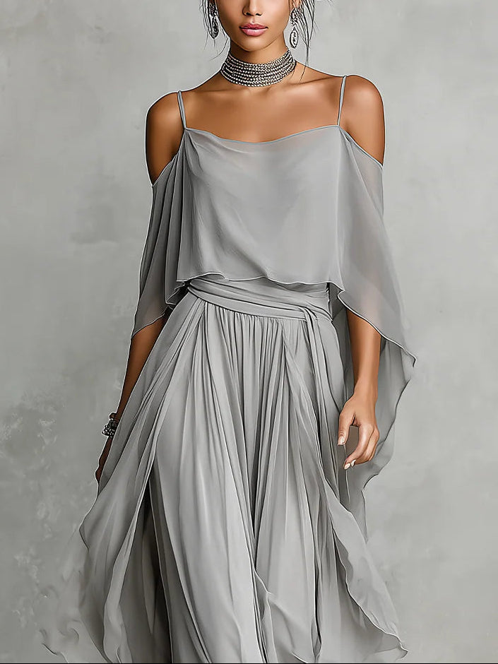Kalloway™ | Off-Shoulder Flowy Camisole & Wide-Leg Trousers Set