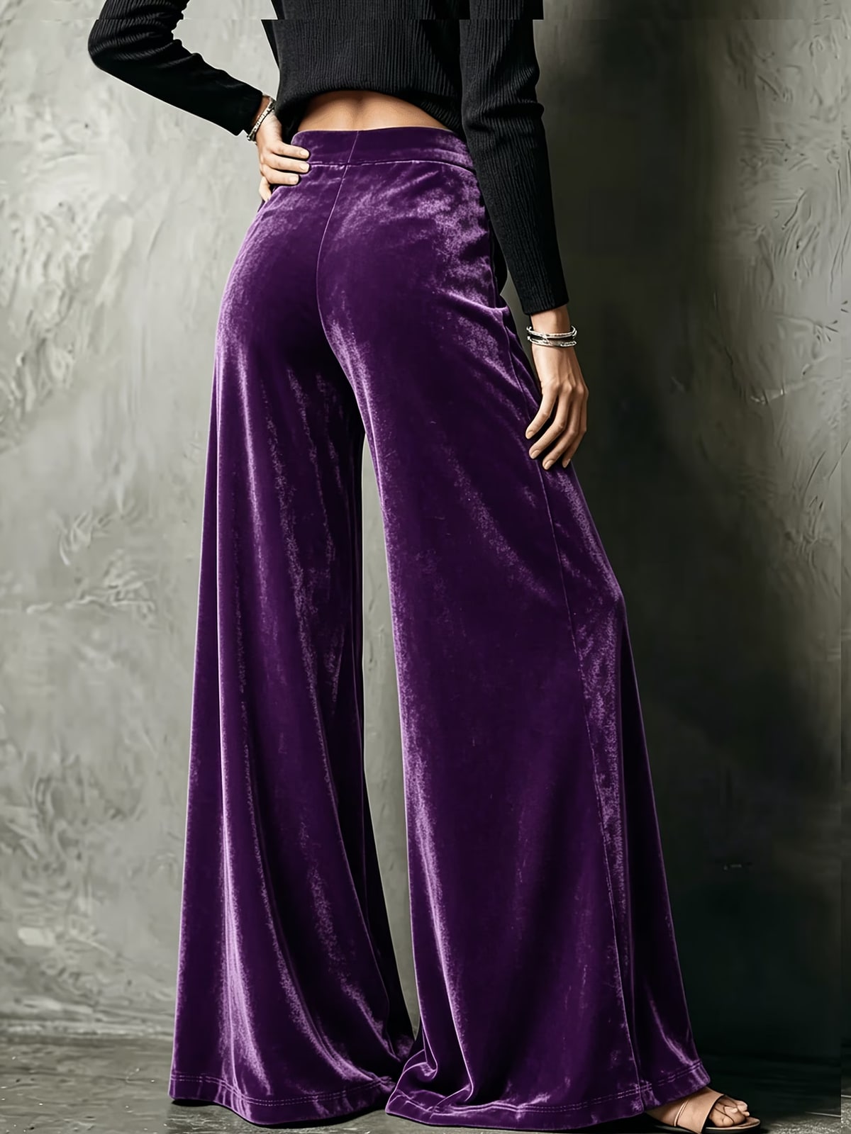 Velouria | Plum Velvet Palazzo Trousers
