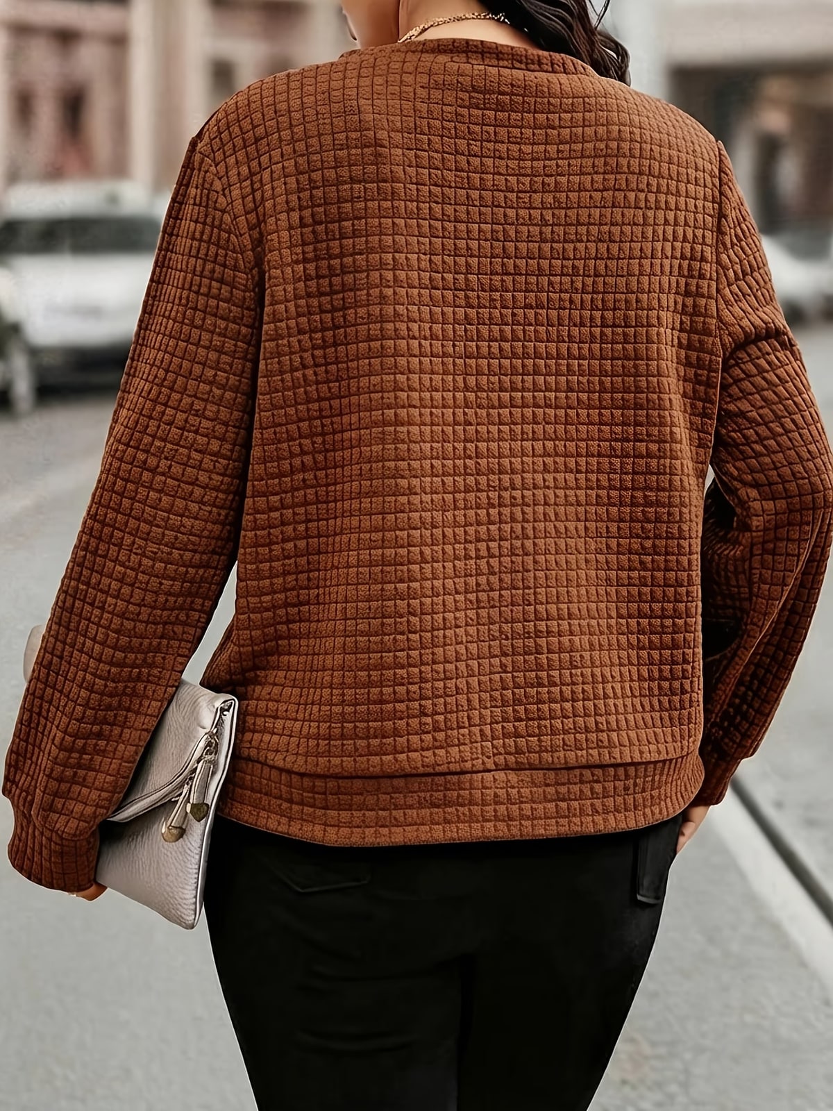 Oakley | Rust Waffle-Knit Cardigan