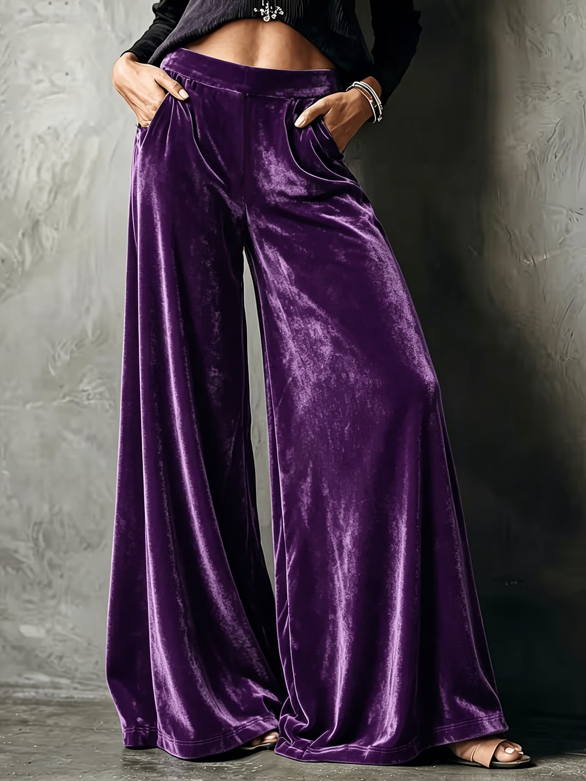 Velouria | Plum Velvet Palazzo Trousers