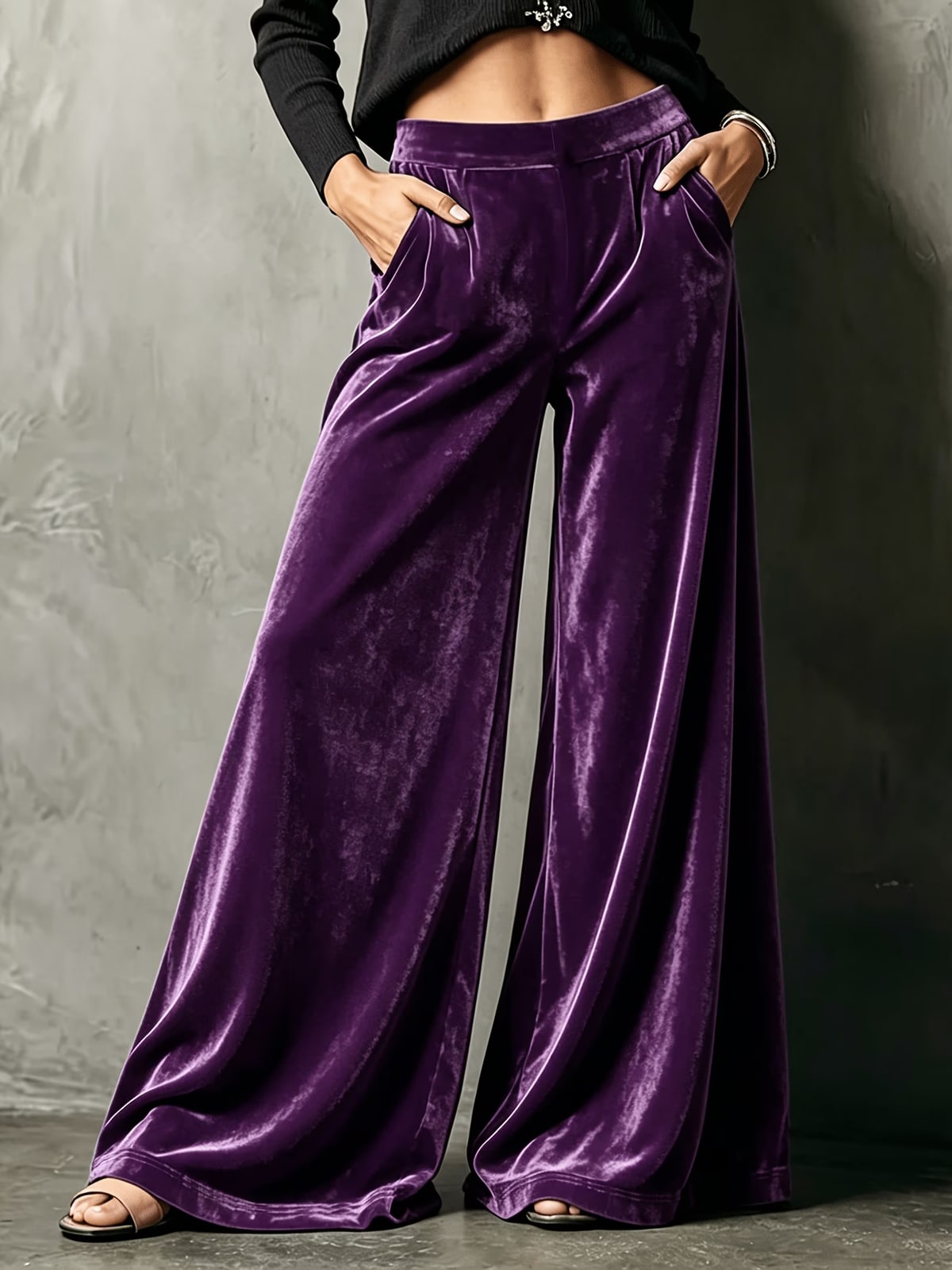 Velouria | Plum Velvet Palazzo Trousers