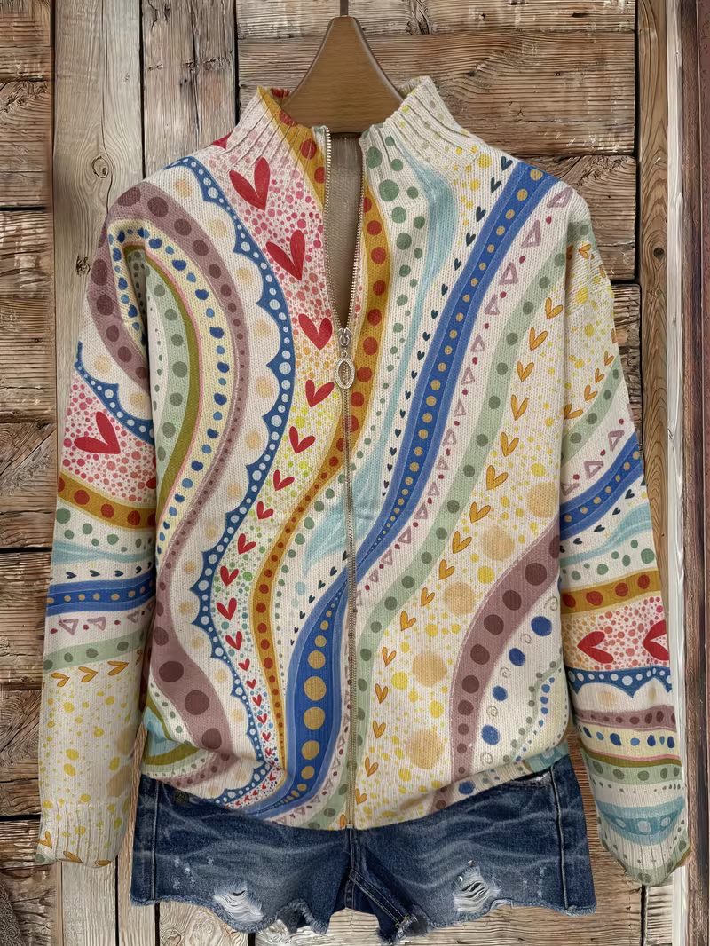 Ambrosine™ | Painted Paisley Zip Cardigan — 4