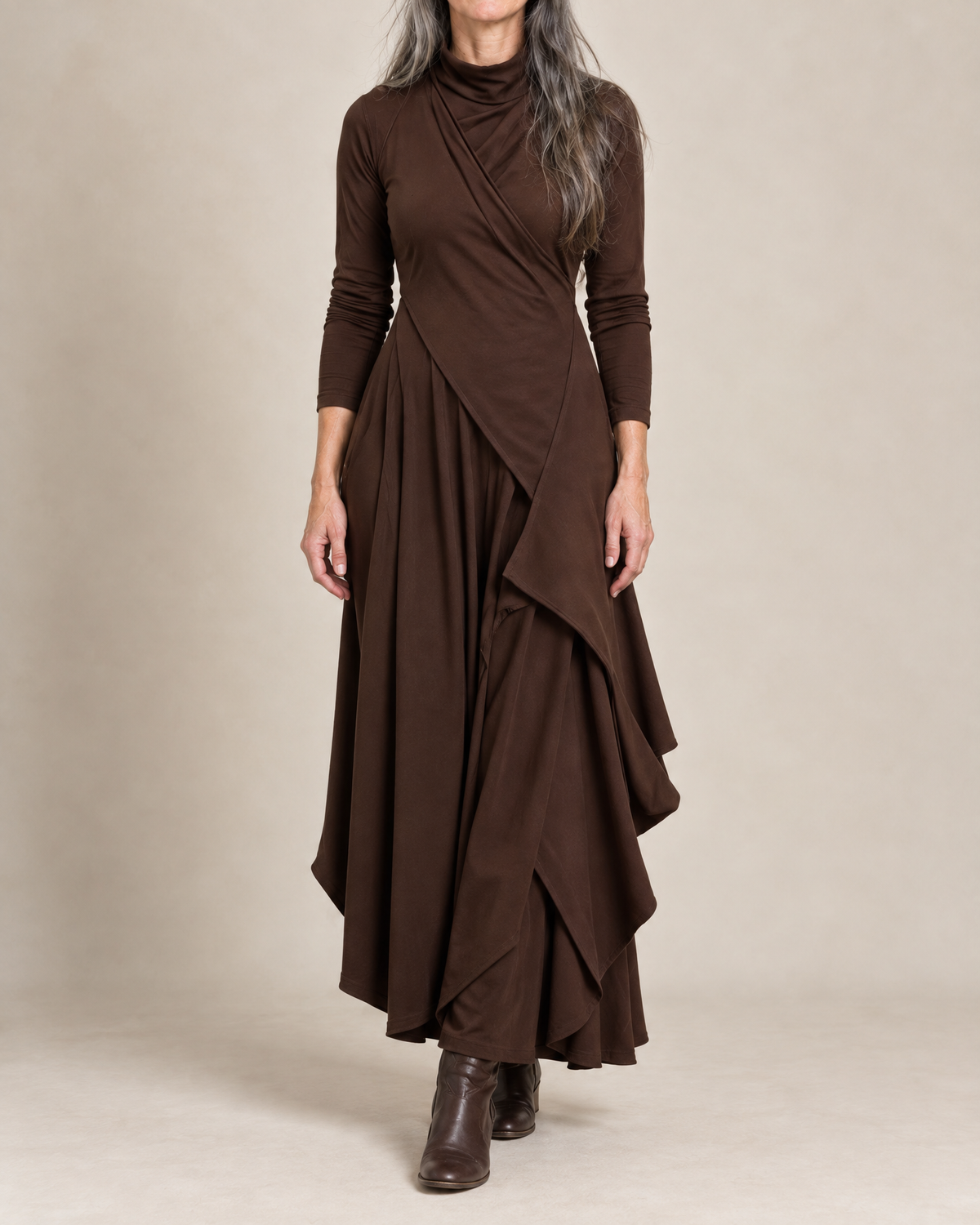 Josefine™ | Draped Turtleneck Maxi Dress