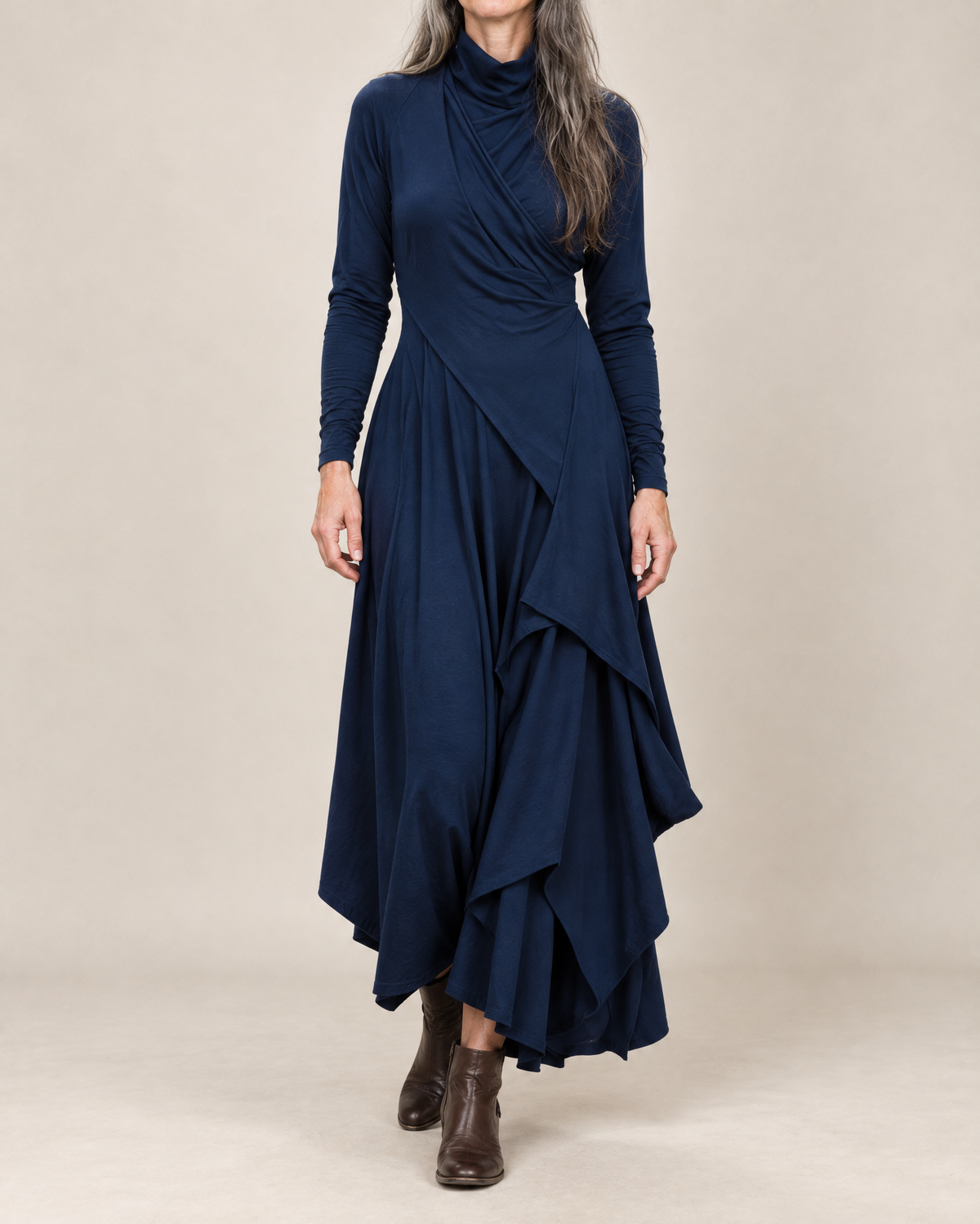 Josefine™ | Draped Turtleneck Maxi Dress