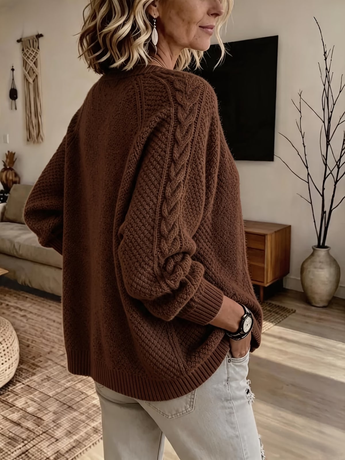 Dell | Cable-Knit Button Cardigan