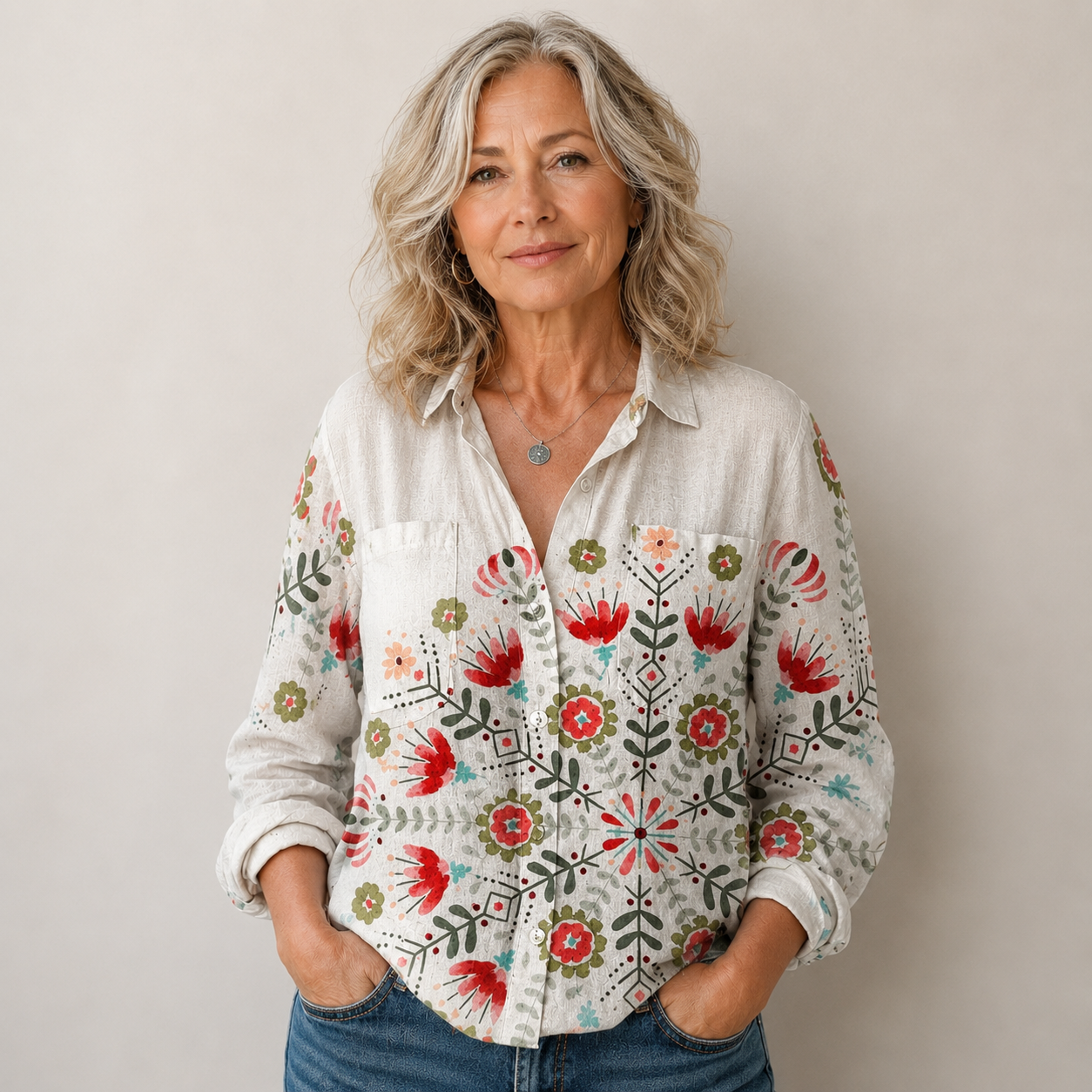 Lilliana™ | Lightweight Botanical Button-Up Shirt