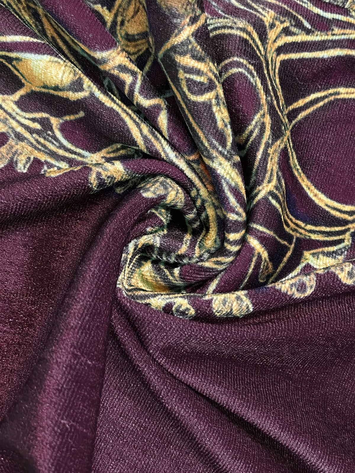 Grisella | Plum Paisley Velvet Palazzo Trousers