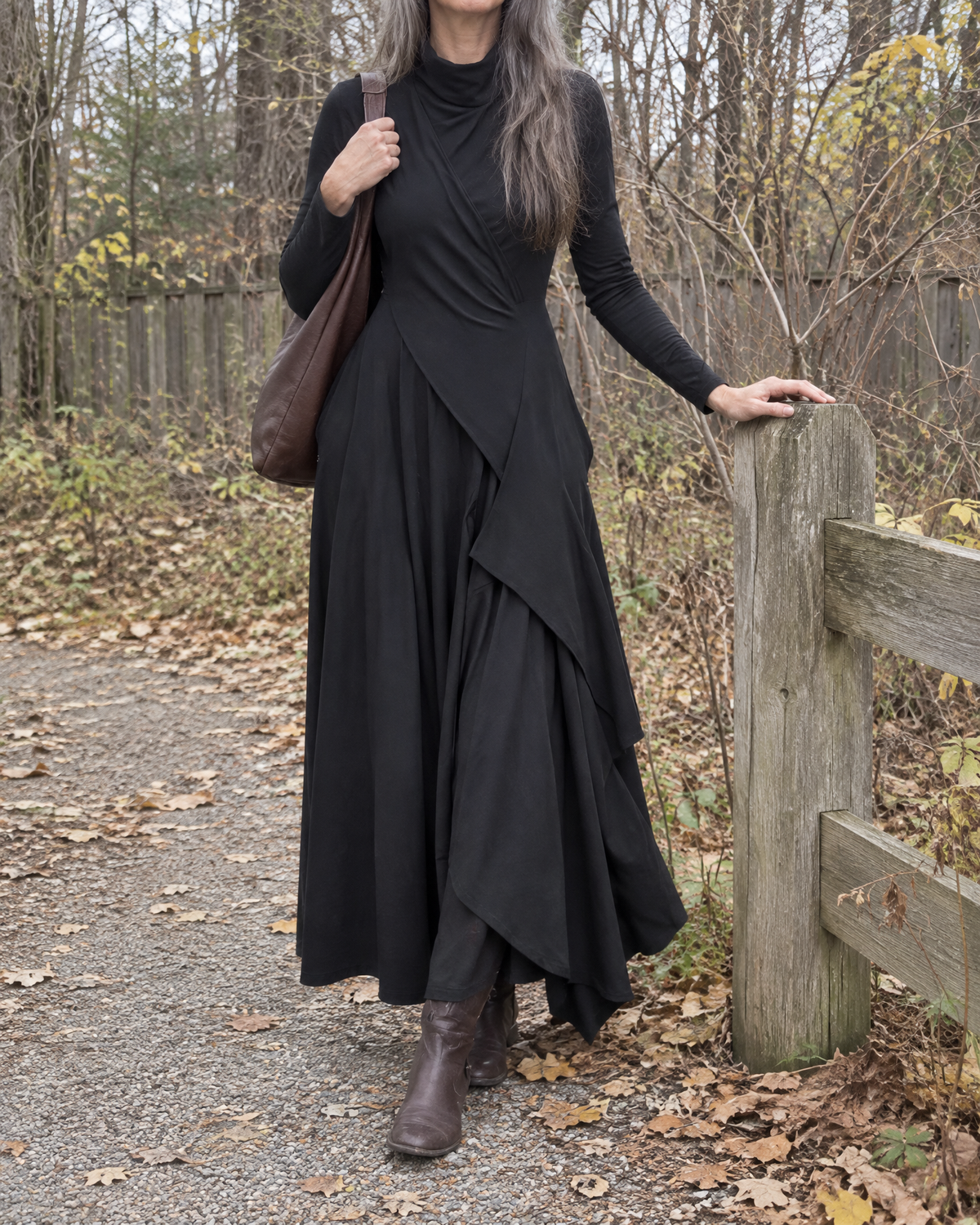 Josefine™ | Draped Turtleneck Maxi Dress