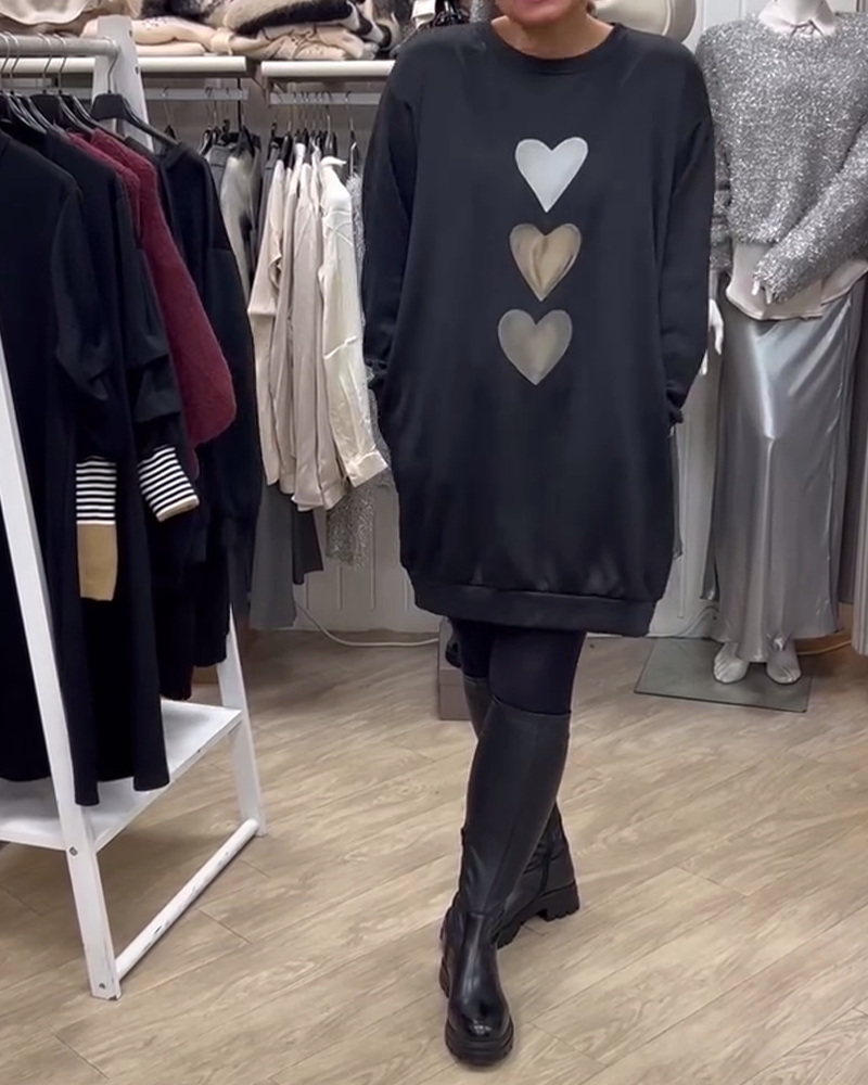 Jane | Elegant Heart Print Sweatshirt
