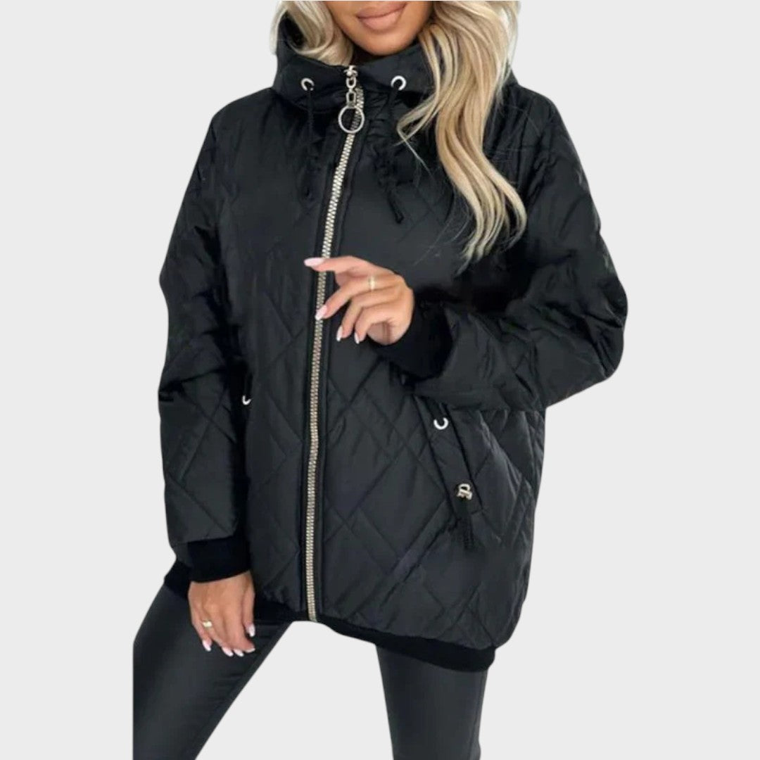 Jillrose™ | Quilted Hooded Zip Front Jacket