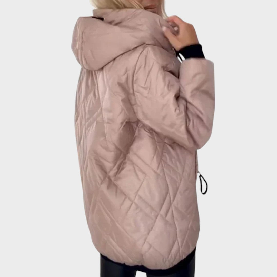 Jillrose™ | Quilted Hooded Zip Front Jacket