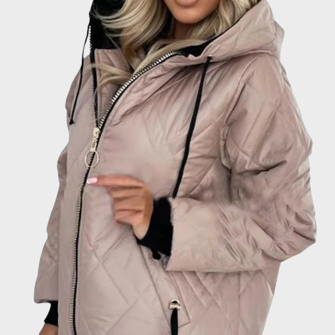 Jillrose™ | Quilted Hooded Zip Front Jacket