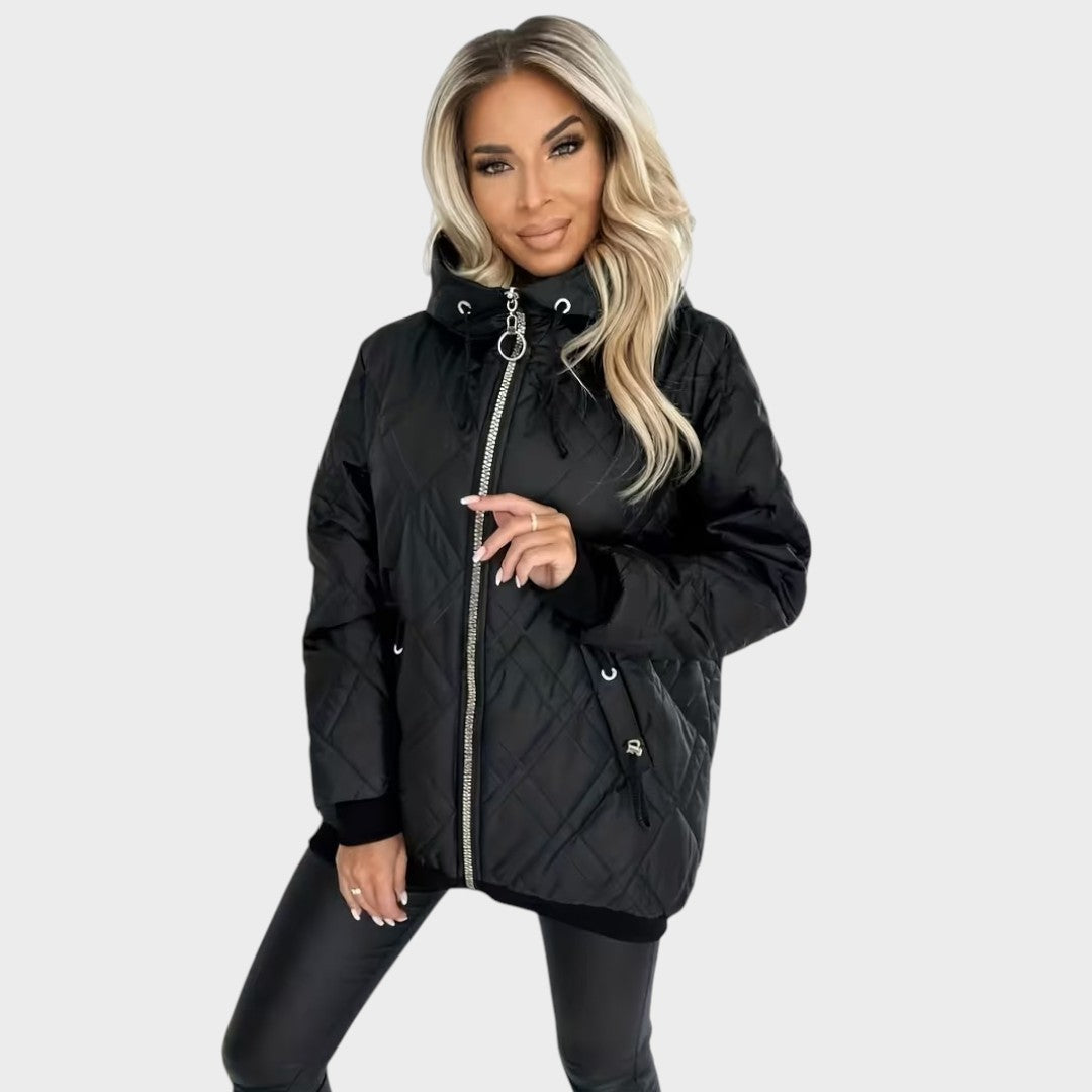 Jillrose™ | Quilted Hooded Zip Front Jacket