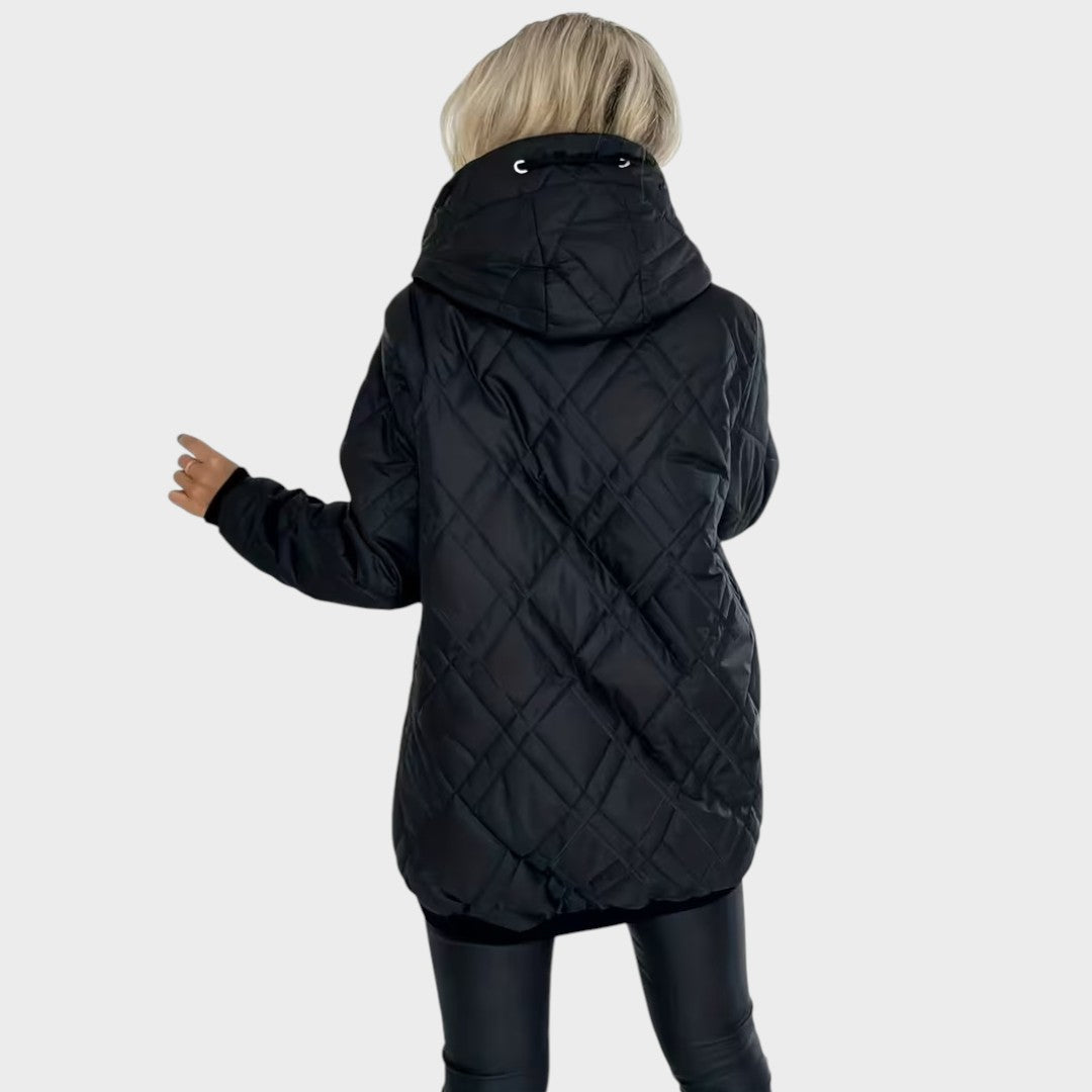 Jillrose™ | Quilted Hooded Zip Front Jacket