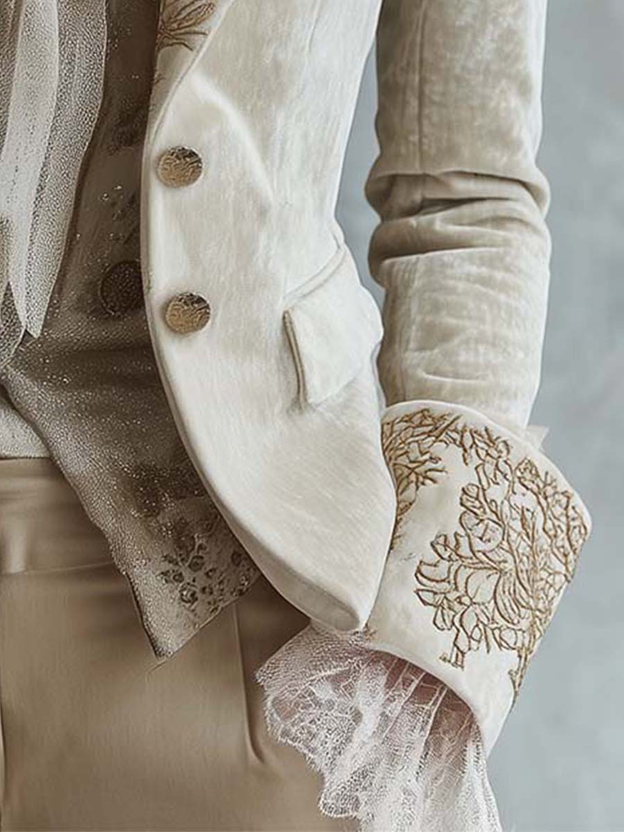 Oriana™ | Gold Embroidered Tailored Blazer