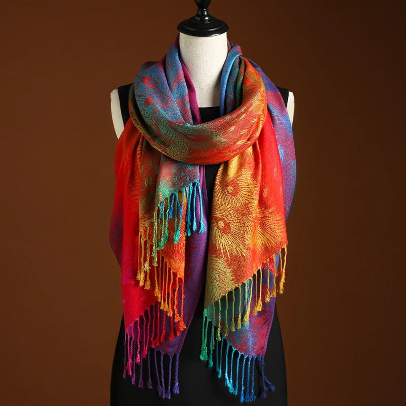 Delphine™ | Feather-Print Wrap Shawl