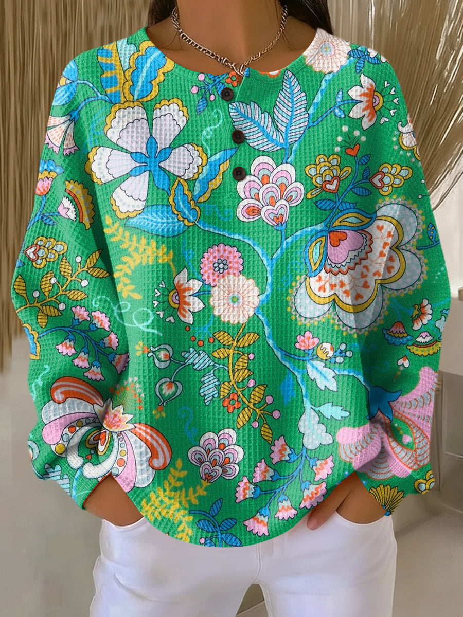 Florence™ | Sweater with Colorful Ethnic Floral Print