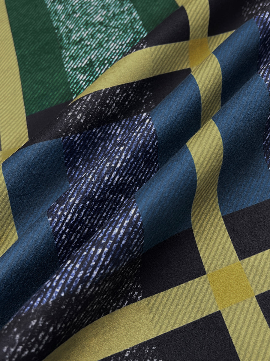 Trevaine™ | Loose Contrast Plaid Patchwork Lapel Long Coat