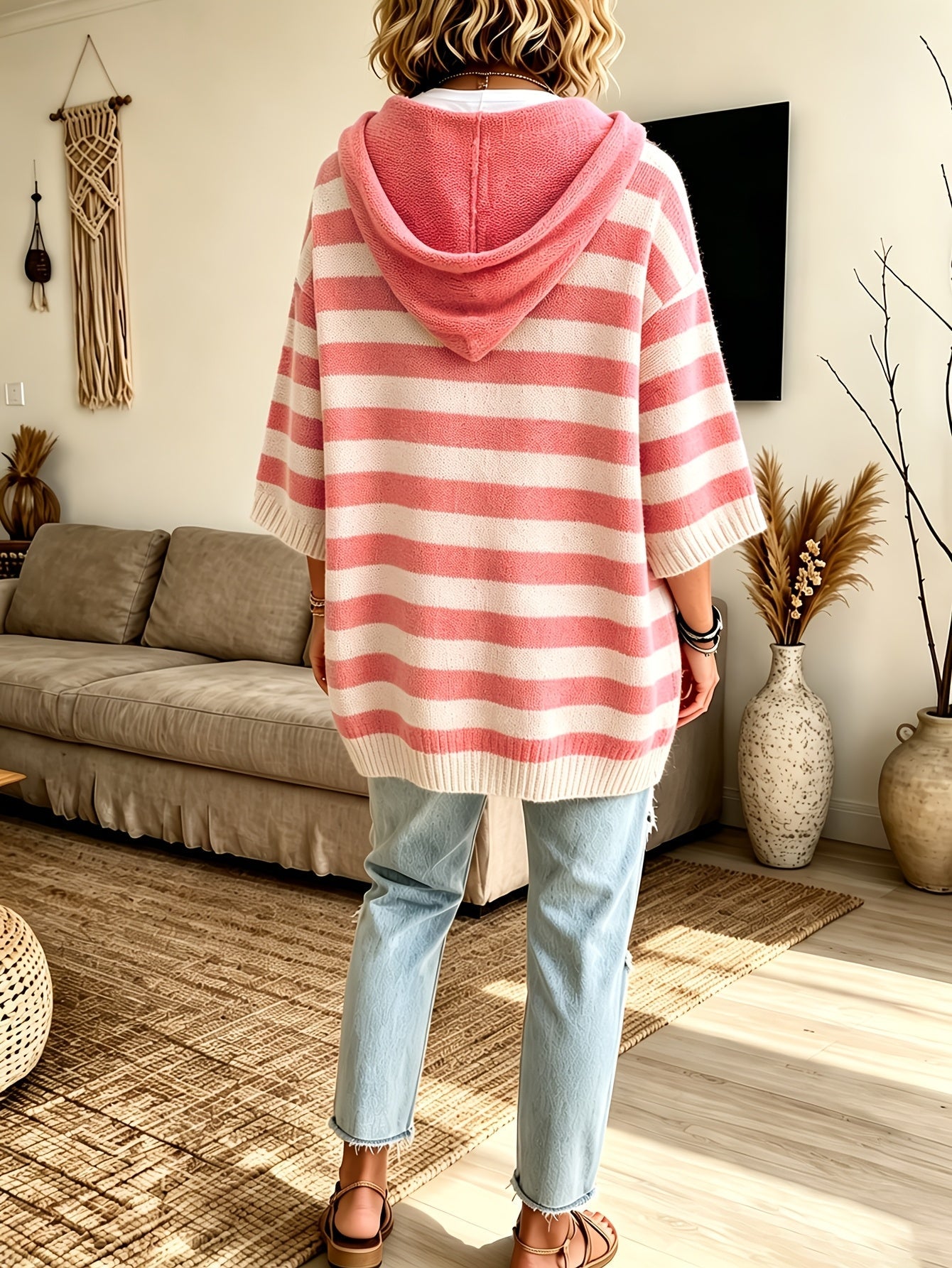 Falloway™ | Striped Hooded Cape Sweater