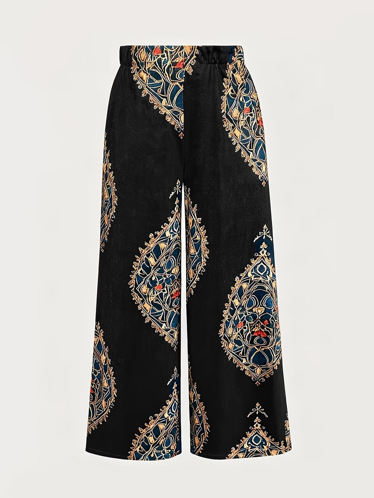 Belisandre | Black Paisley Velvet Palazzo Trousers