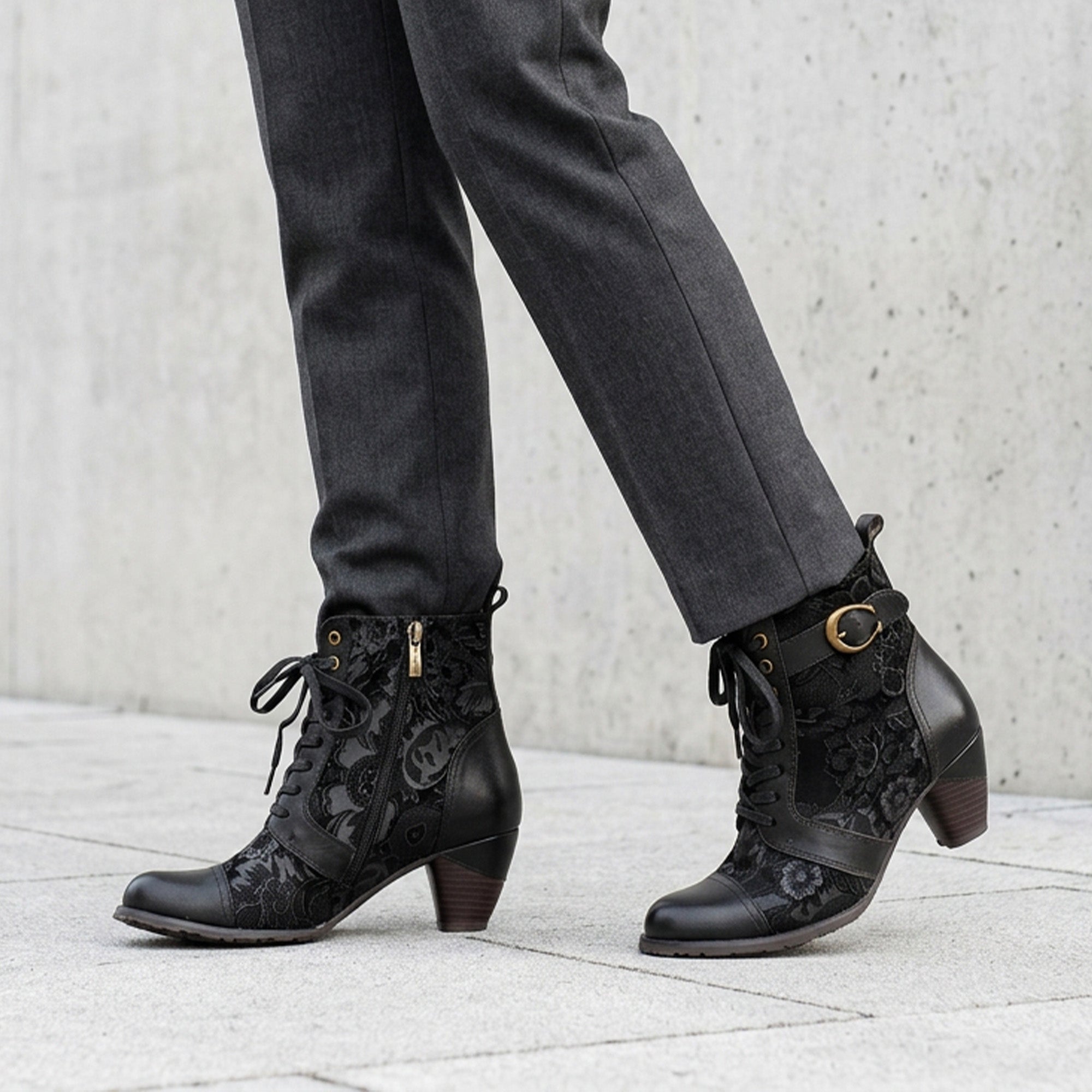 Bellancourt™ | Floral Lace-Up Ankle Boot
