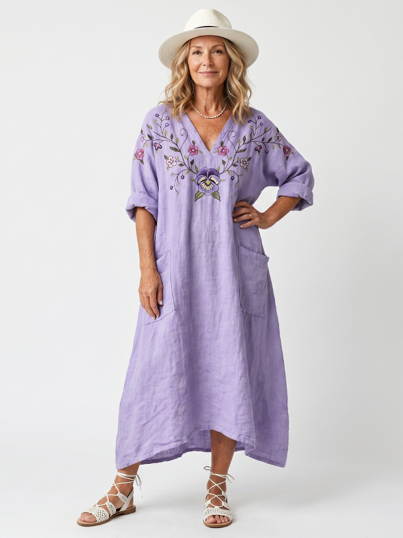 Pansy™ | Floral Oversized Pocket Midi Dress