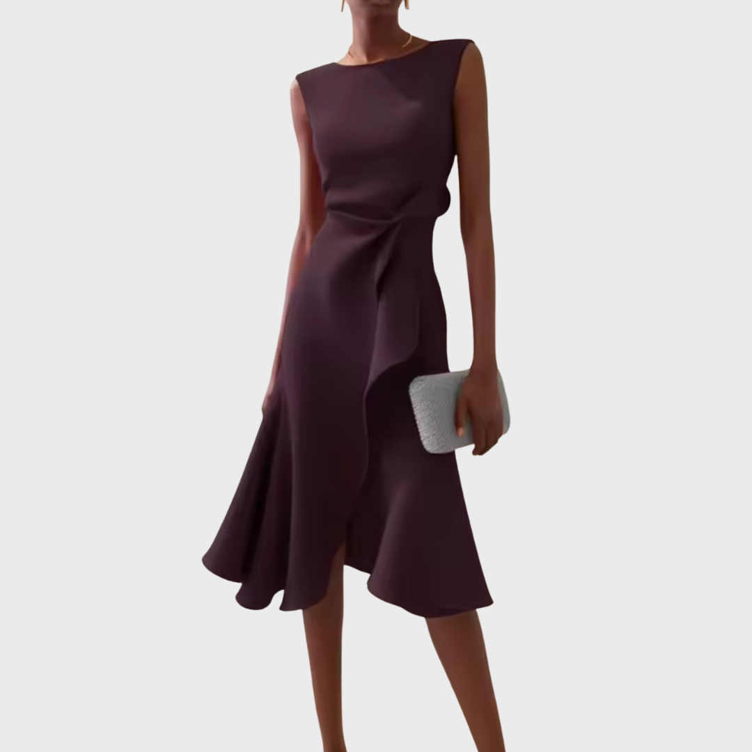 Women’s Draped Asymmetric Midi Dress