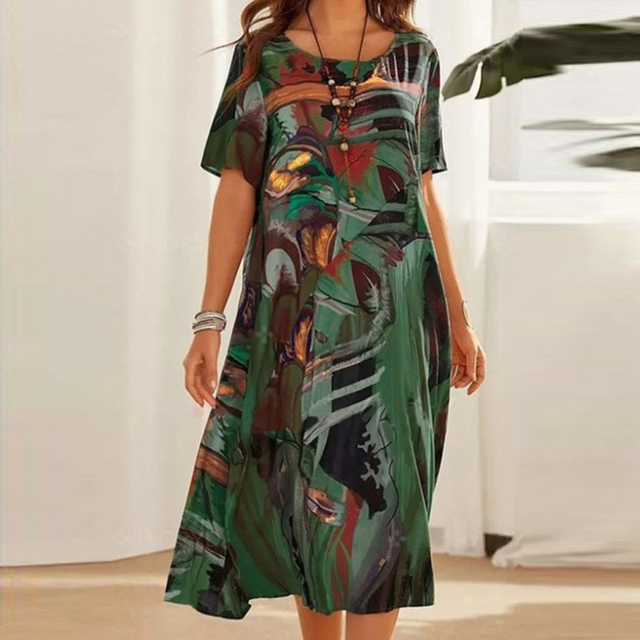 Priscilla™ | Women's Mid-Calf Short Sleeve Midi Dress