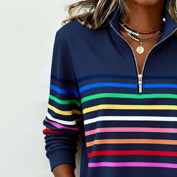 Dawnray™ | Relaxed Colorful Striped Quarter-Zip Pullover