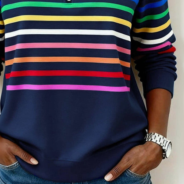 Dawnray™ | Relaxed Colorful Striped Quarter-Zip Pullover