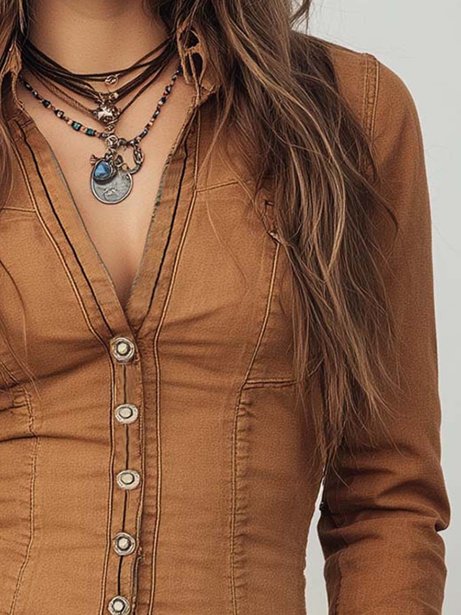 Leanna™ | Vintage Washed Button-Front Fitted Shirt