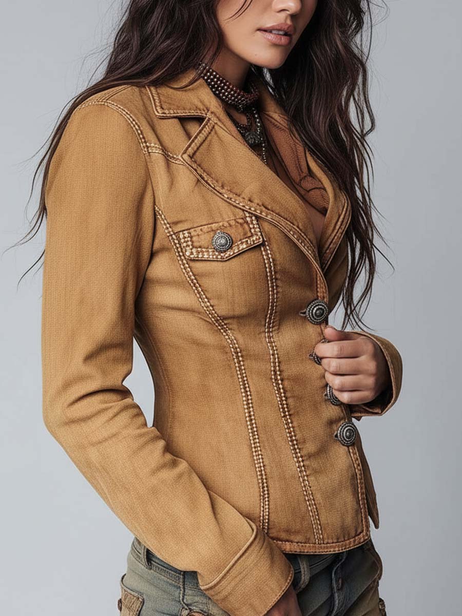 Jovaine™ | Slim-Fit Vintage-Style Washed Jacket