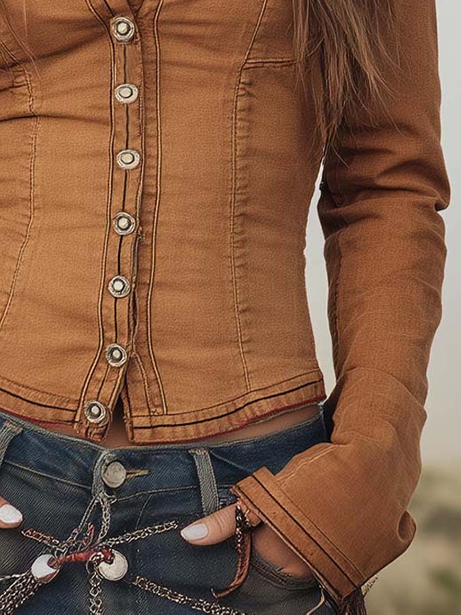 Leanna™ | Vintage Washed Button-Front Fitted Shirt