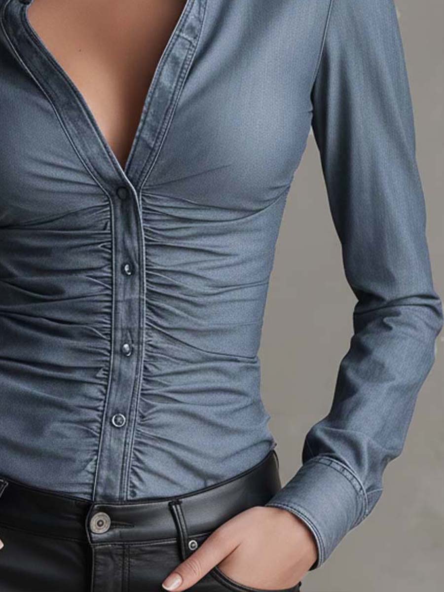 Everly™ | Fitted Shirt With Ruched Waist