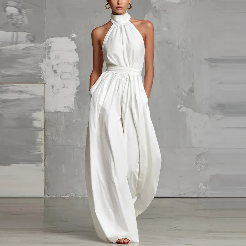 Laurel™ | Halter Neck Wide-Leg Jumpsuit