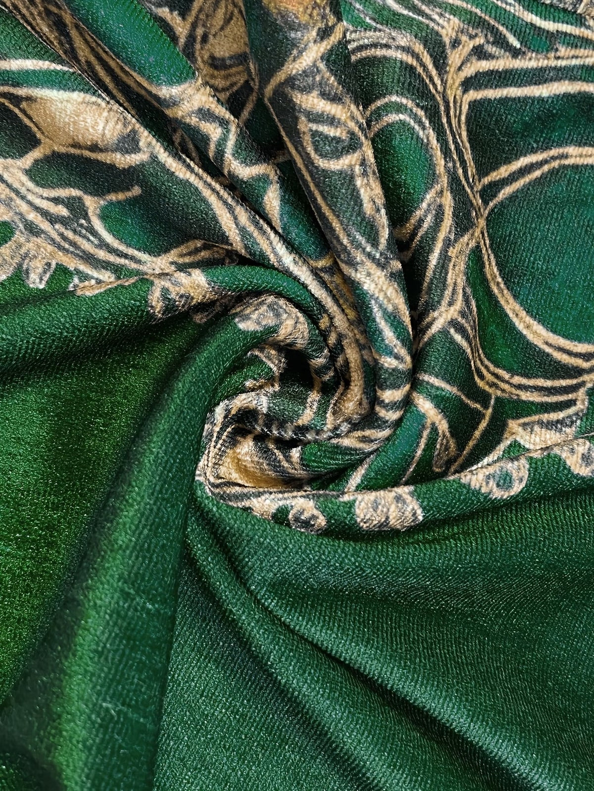 Halcyone | Emerald Paisley Velvet Palazzo Trousers