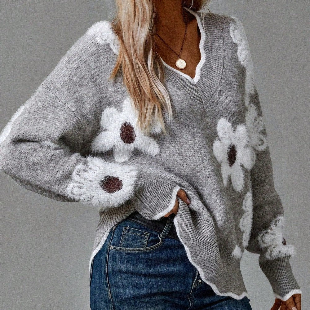 Helena™ | Floral V-Neck Sweater