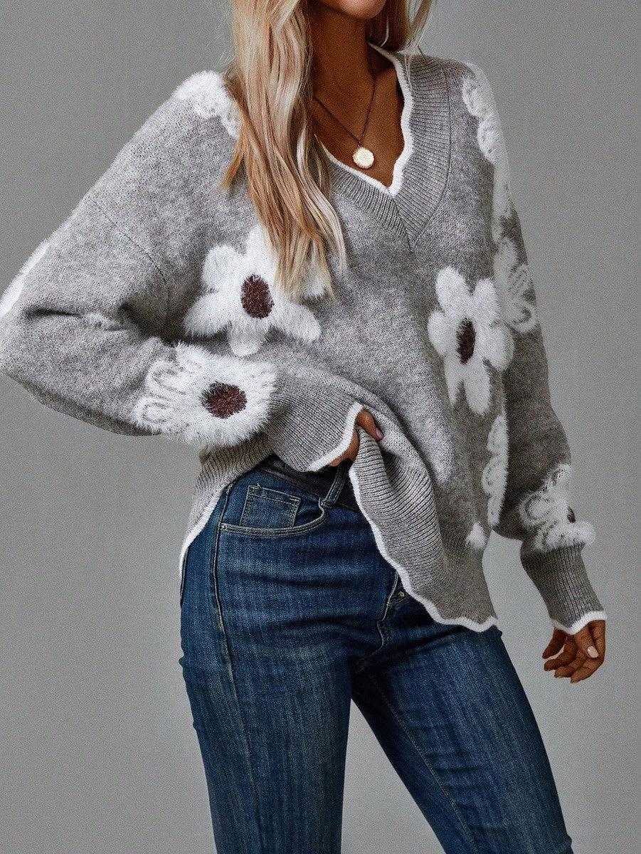 Helena™ | Floral V-Neck Sweater