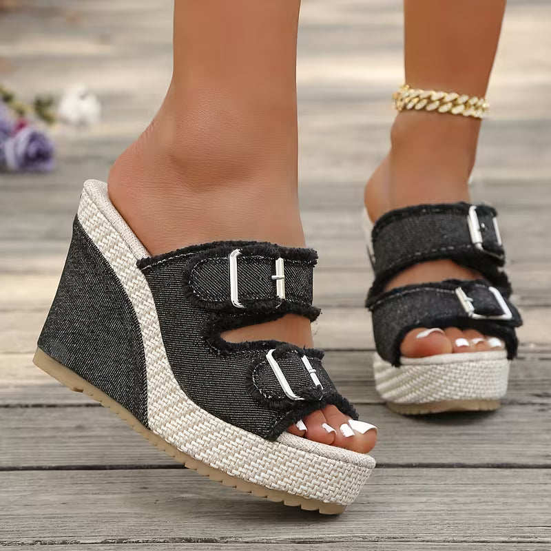Damaris™ | Fray Edge Wedge Sandals