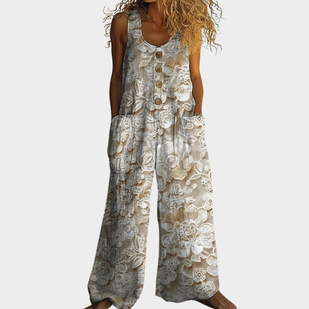 Perlaine™ | Floral Print Fluid Jumpsuit