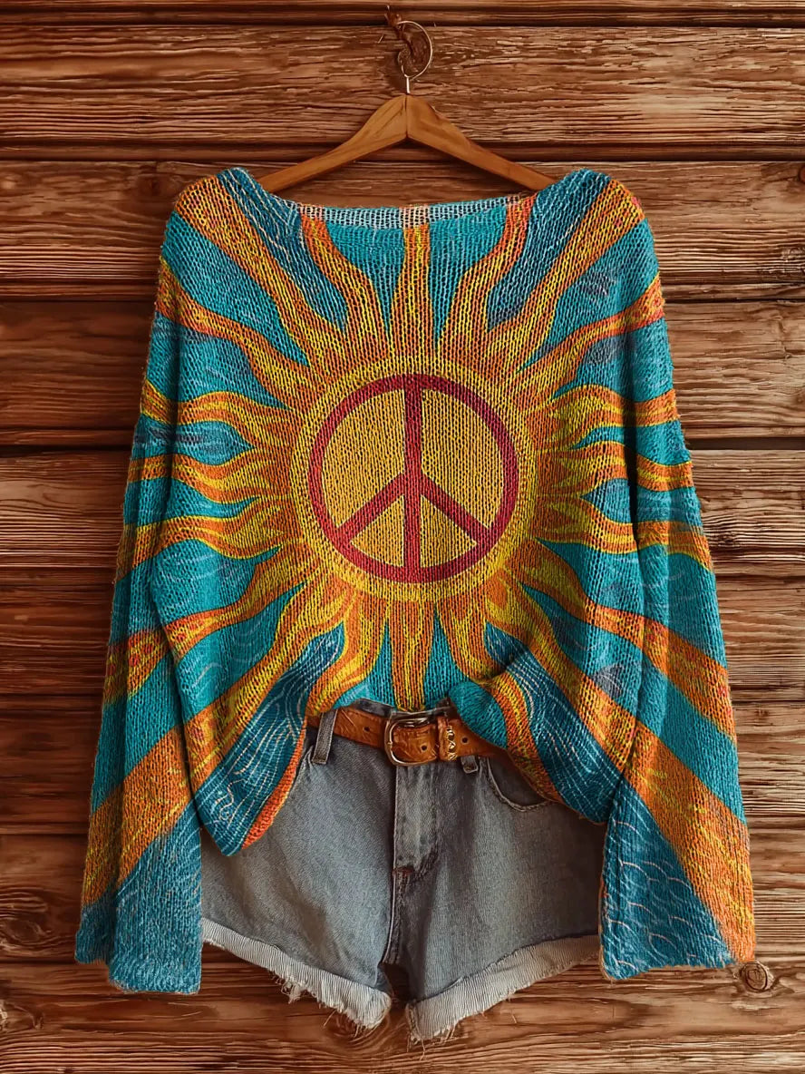 Ottaline™ | Vintage Sun Abstract Hippie Art Women's Sweater