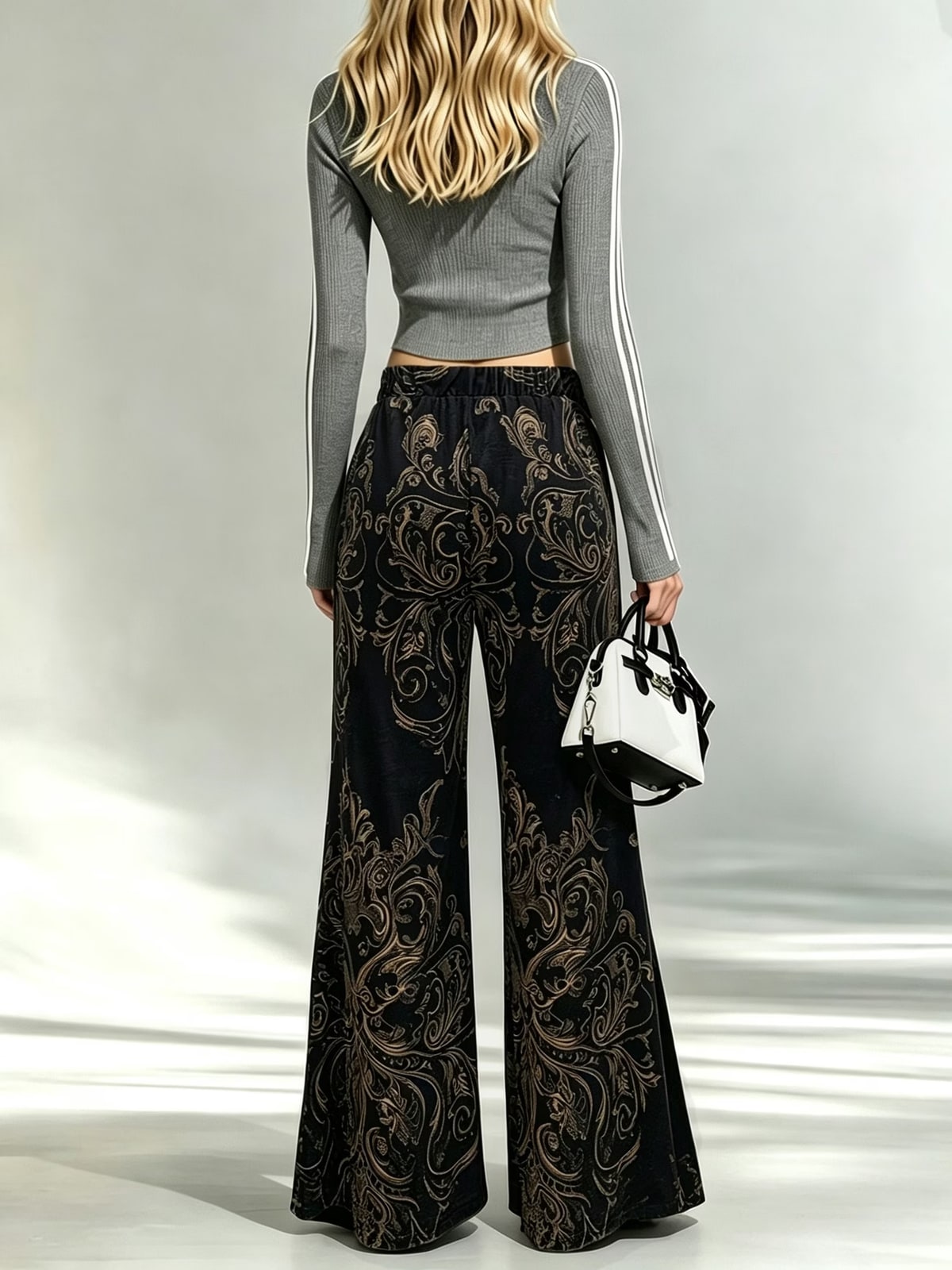 Iolanthe | Black Paisley Velvet Flared Trousers
