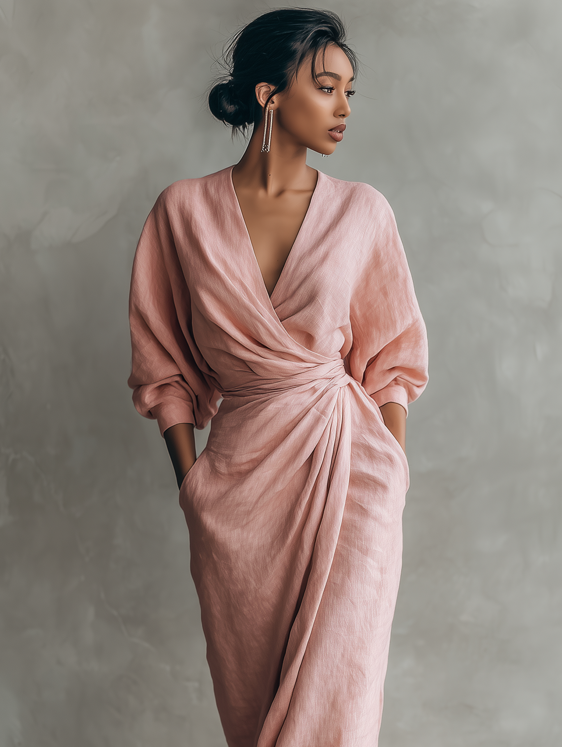 Adelaide | Linen-Blend V-Neck Wrap Maxi Dress