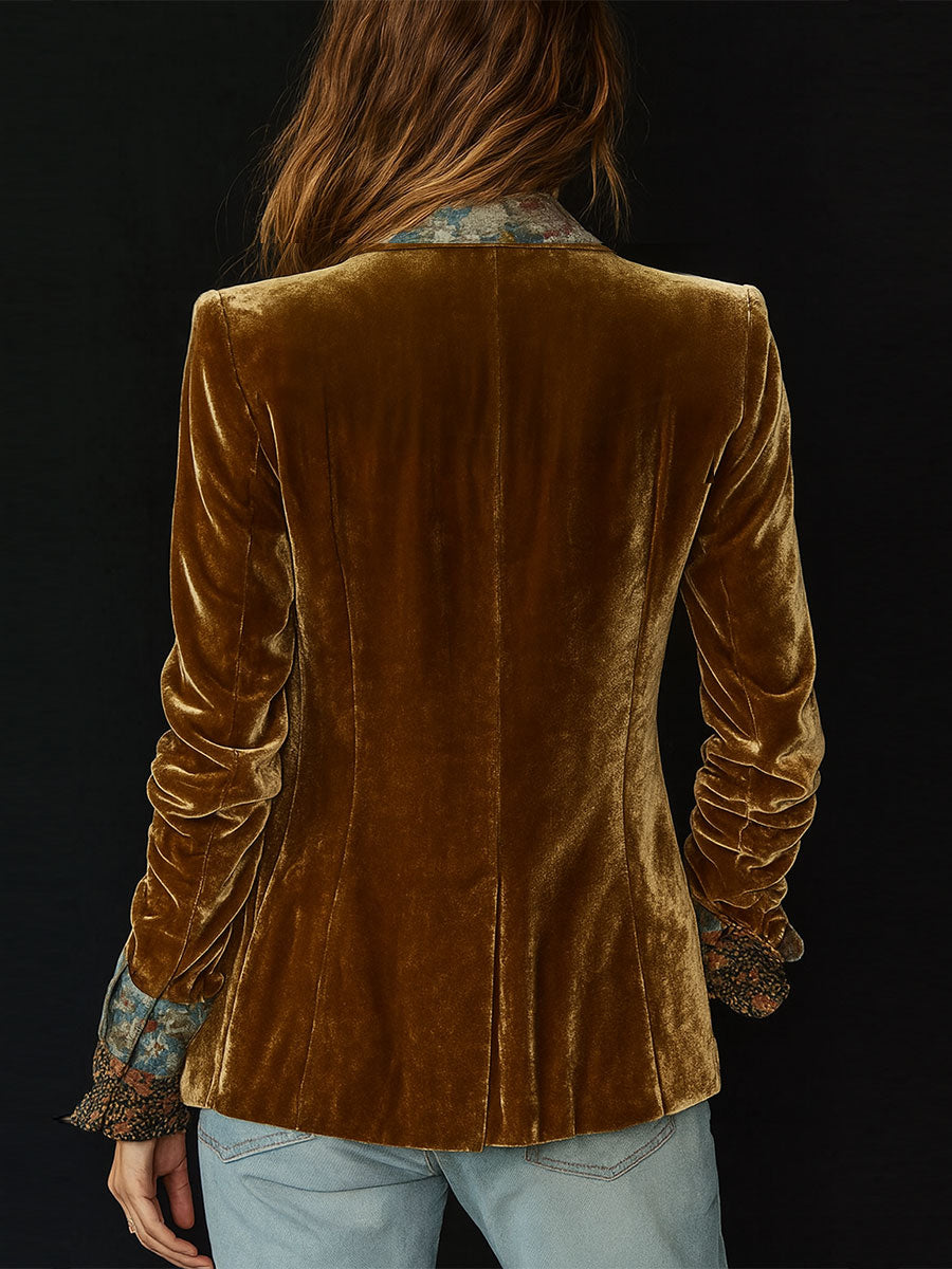 Brocadelle™ | Vintage Floral Print Patchwork Blazer