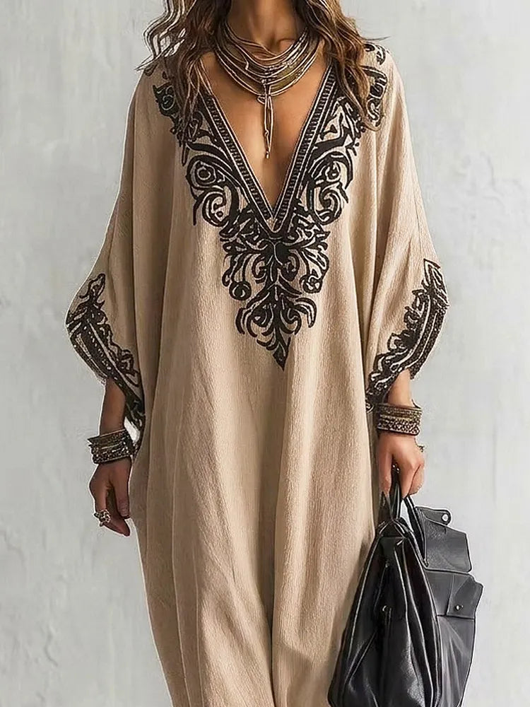 Mirabel™ | Ethnic-Print Flowing Maxi Dress