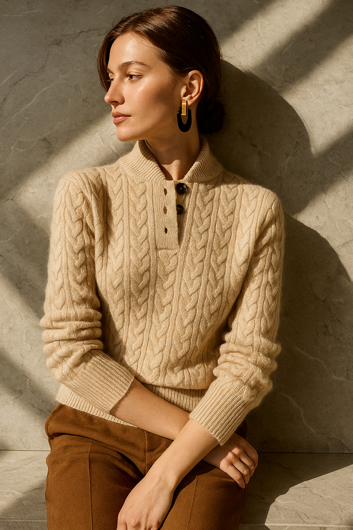 Women's Textured Cable Knit Sweater
