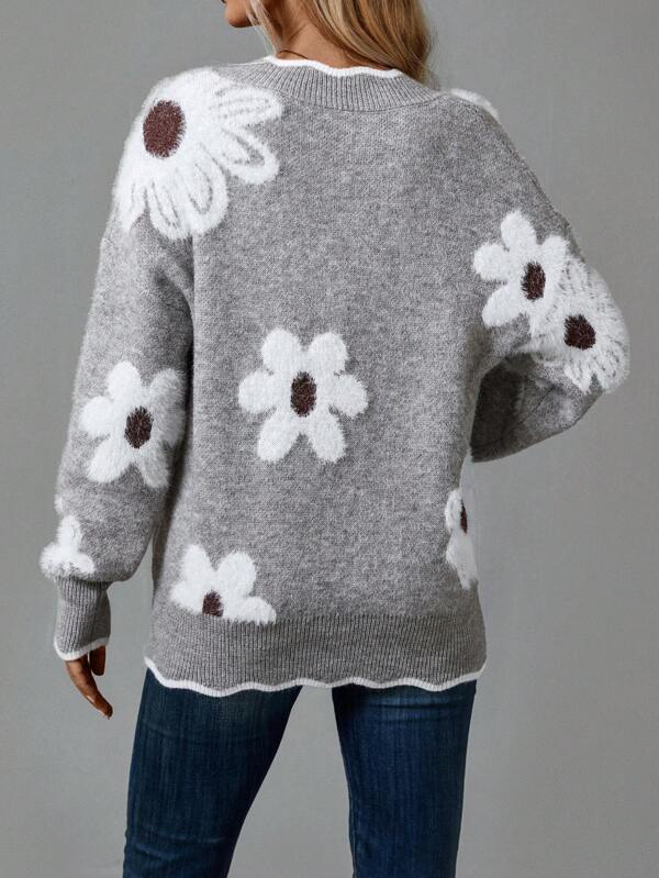 Helena™ | Floral V-Neck Sweater
